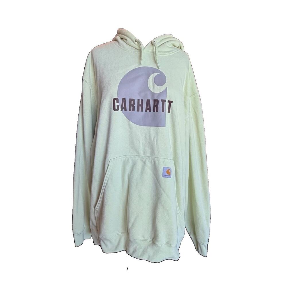 Carhartt Loose Fit Fleece Pullover Hoodie Green Graphic Logo Mens 2XL Pockets